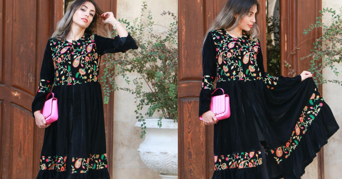 مانتو مخمل گلدوزی‌شده شیک برای مهمانی