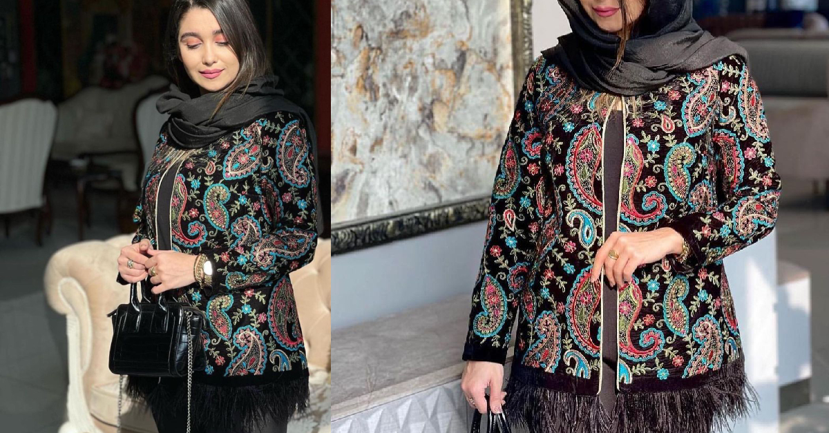 مانتو کتی مخمل ریش‌ریشی با طراحی هنری