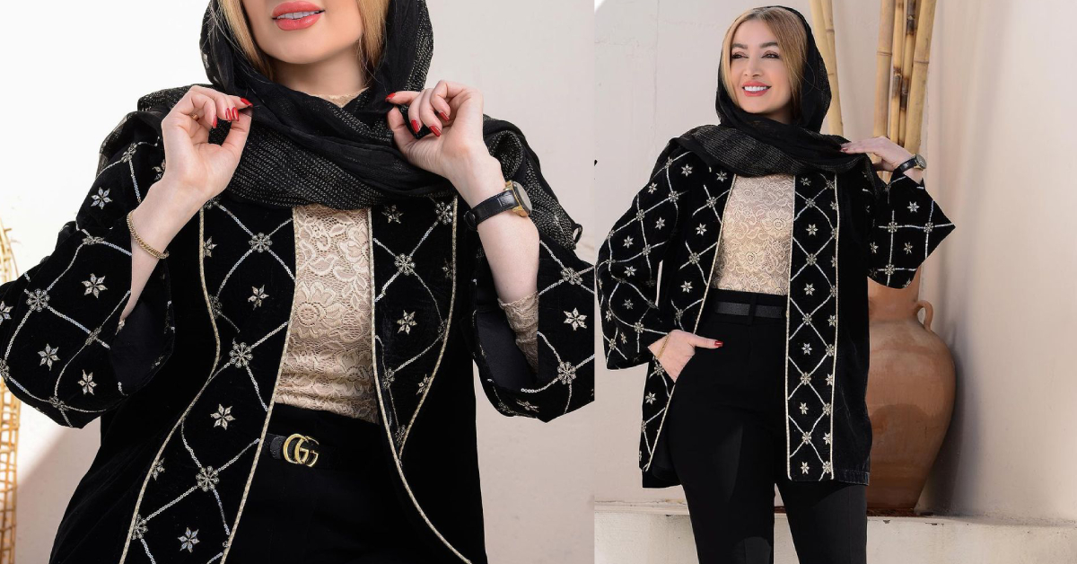 مانتو مخمل کوتاه با برش ظریف و دوخت تمیز
