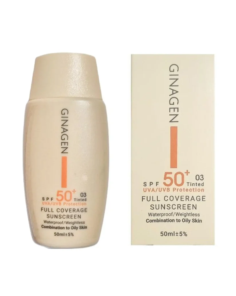 ضد آفتاب رنگی SPF 50 ژیناژن مدل Full Coverage با پوشش‌دهی بالا