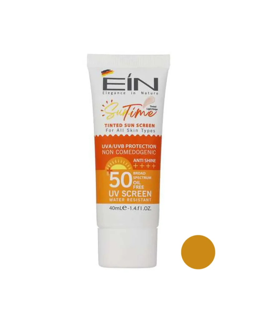 ضد آفتاب رنگی SPF 50 ای‌آی‌ان مدل Suntime با بافت سبک